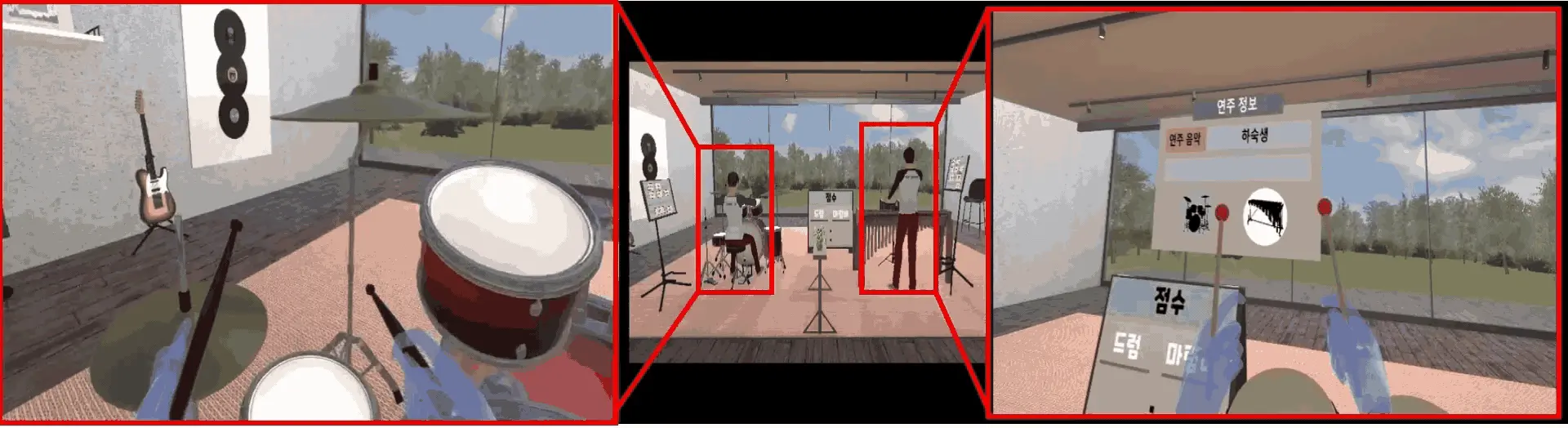 VR multiplayer percussion ensemble with haptic interaction